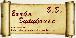 Borka Duduković vizit kartica